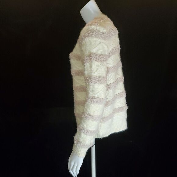 Fate Cream & Tan Striped Sweater (S) - Picture 3 of 5